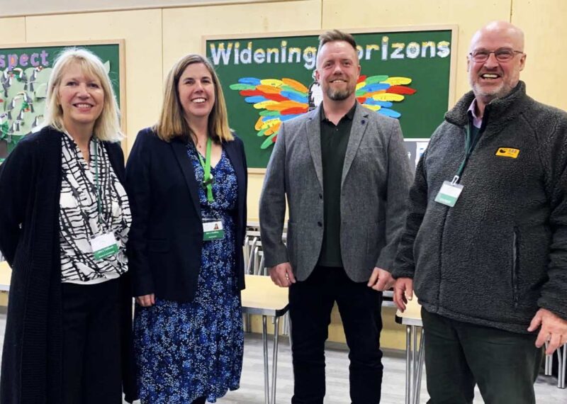 School staff and construction team at Mersham Primary hall opening