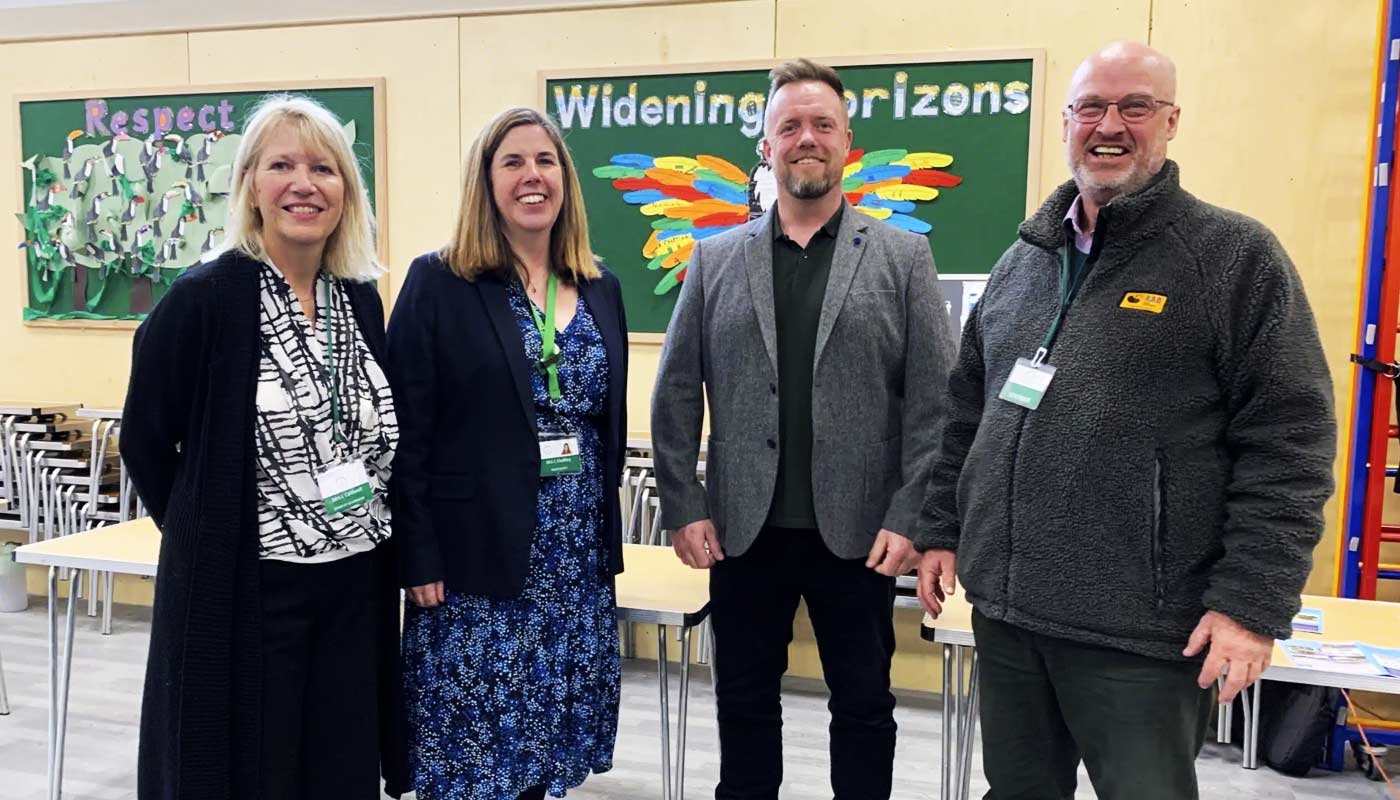 School staff and construction team at Mersham Primary hall opening