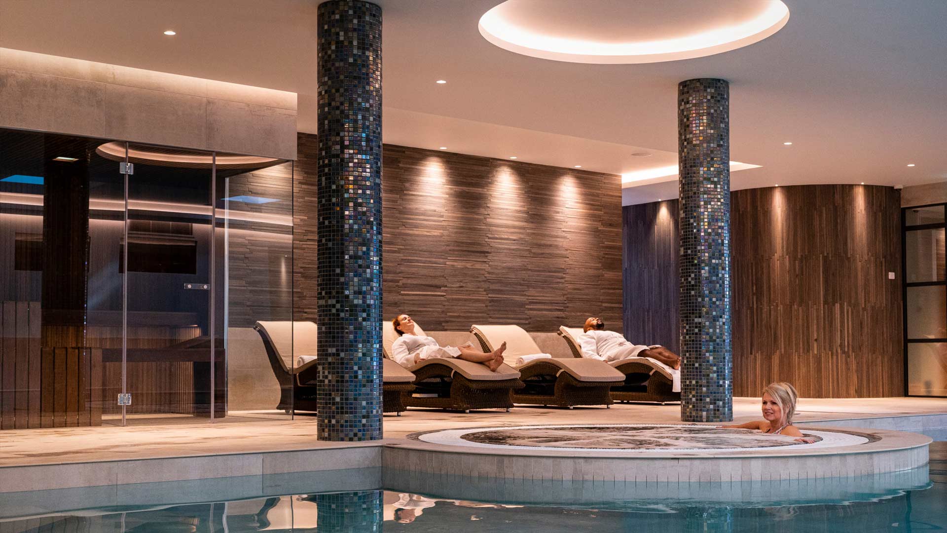 People relaxing in the spa area at Natural Fit Tunbridge Wells, Kent.