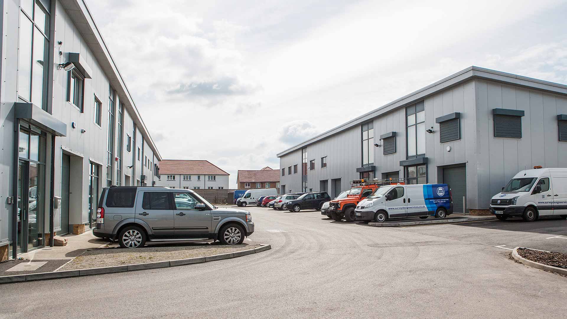 Faversham Foundry Business Park commercial units and estate roads in Faversham.