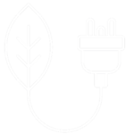 Icon for Sustainable and Renewable energy. Symbol of leaf with power cable.