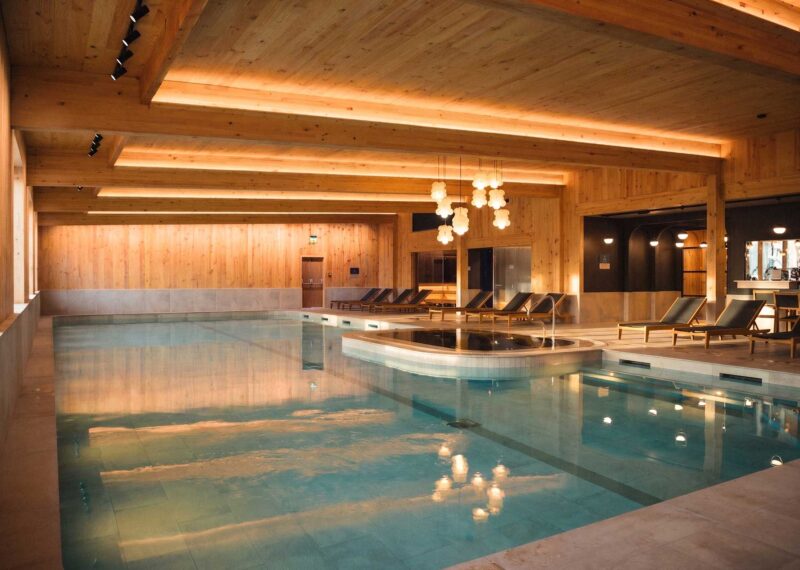 Modern CLT timber interior at Natural Fit Maidstne spa, jacuzzi and pool area.